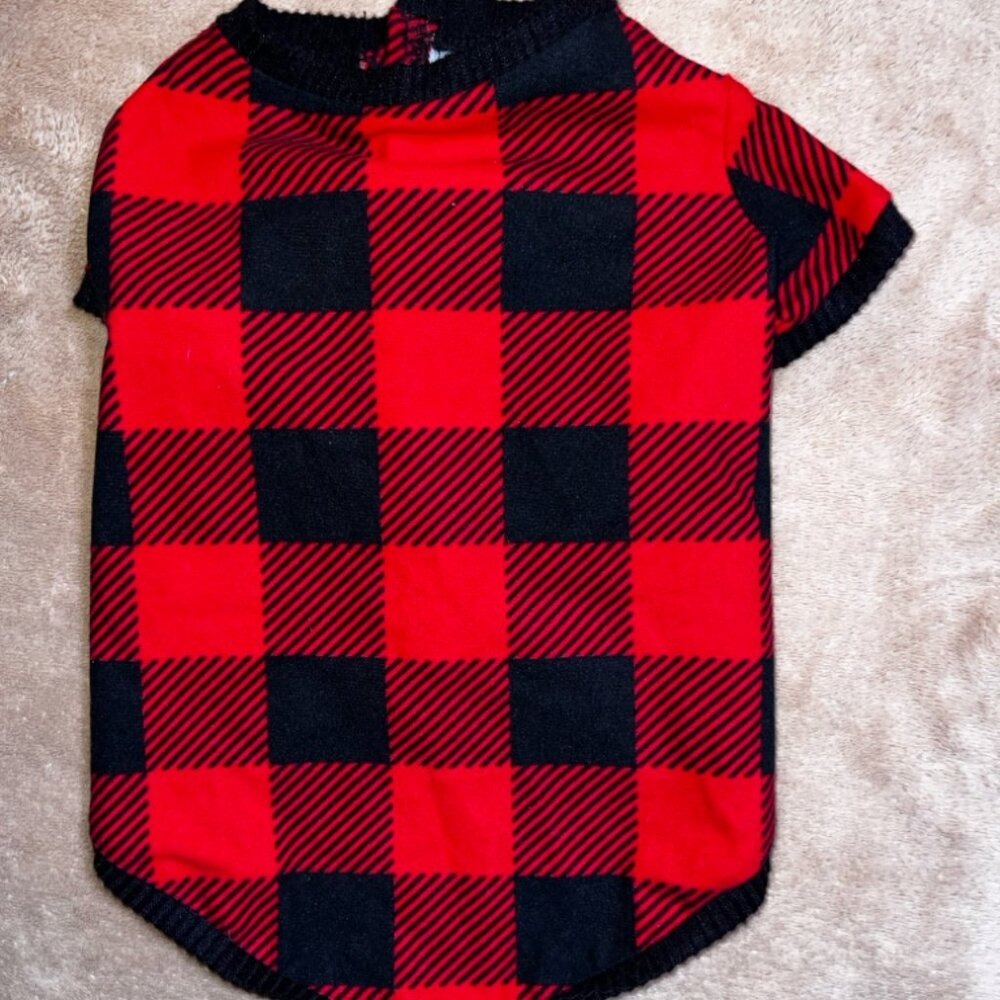 PAJAMARAMA Small Red‎ Black Buffalo Checkered Plaid Dog Christmas Holiday PJ